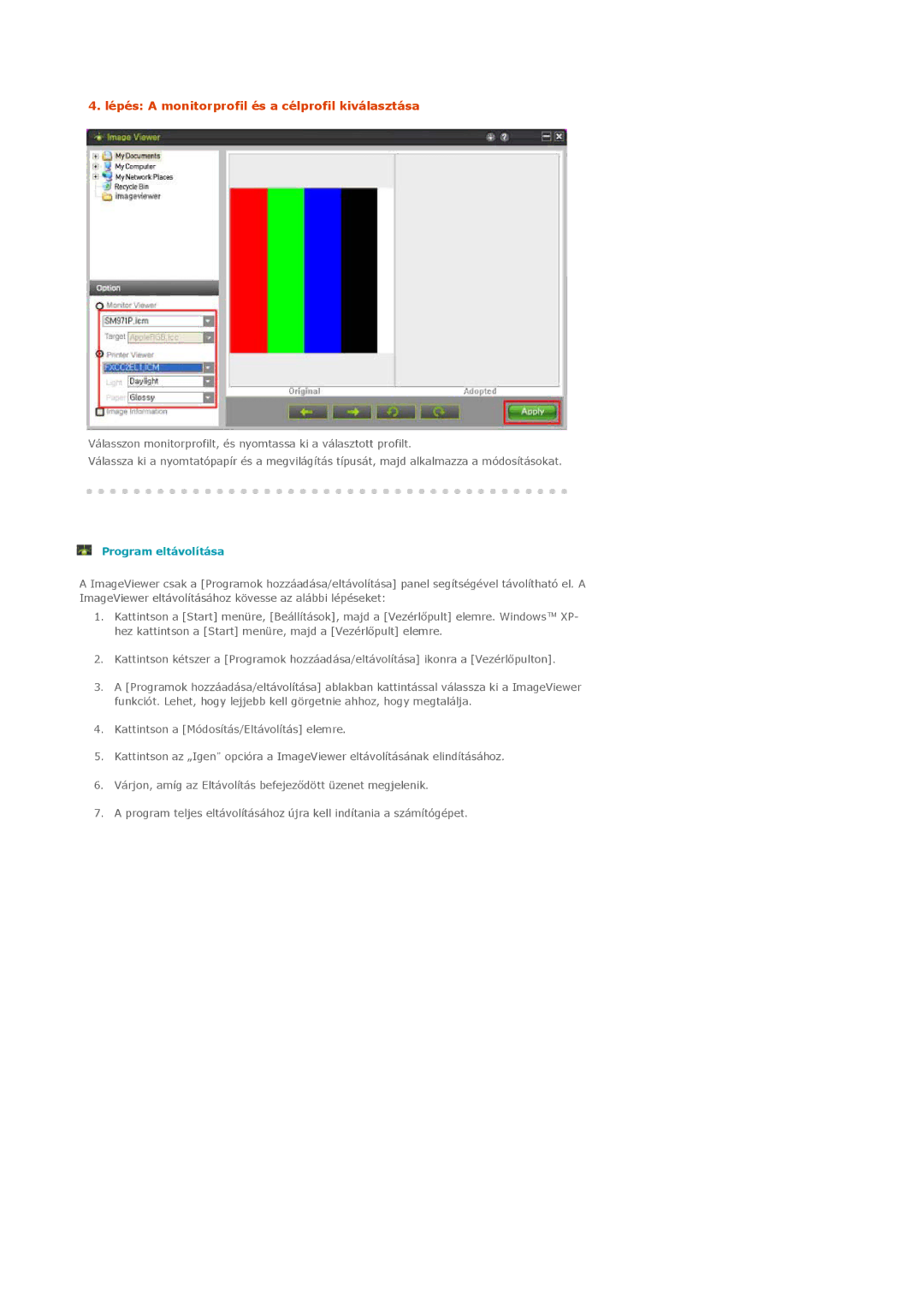 Samsung LS20EDXEB/EDC, LS20EDBEB/EDC manual Program eltávolítása 