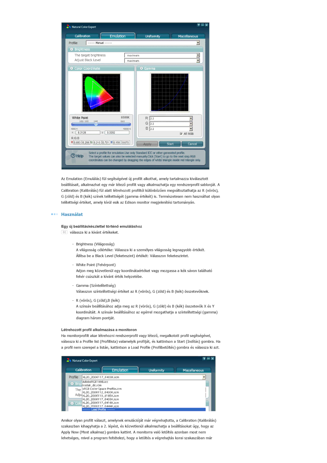 Samsung LS20EDBEB/EDC, LS20EDXEB/EDC manual Egy új beállításkészlettel történő emuláláshoz 