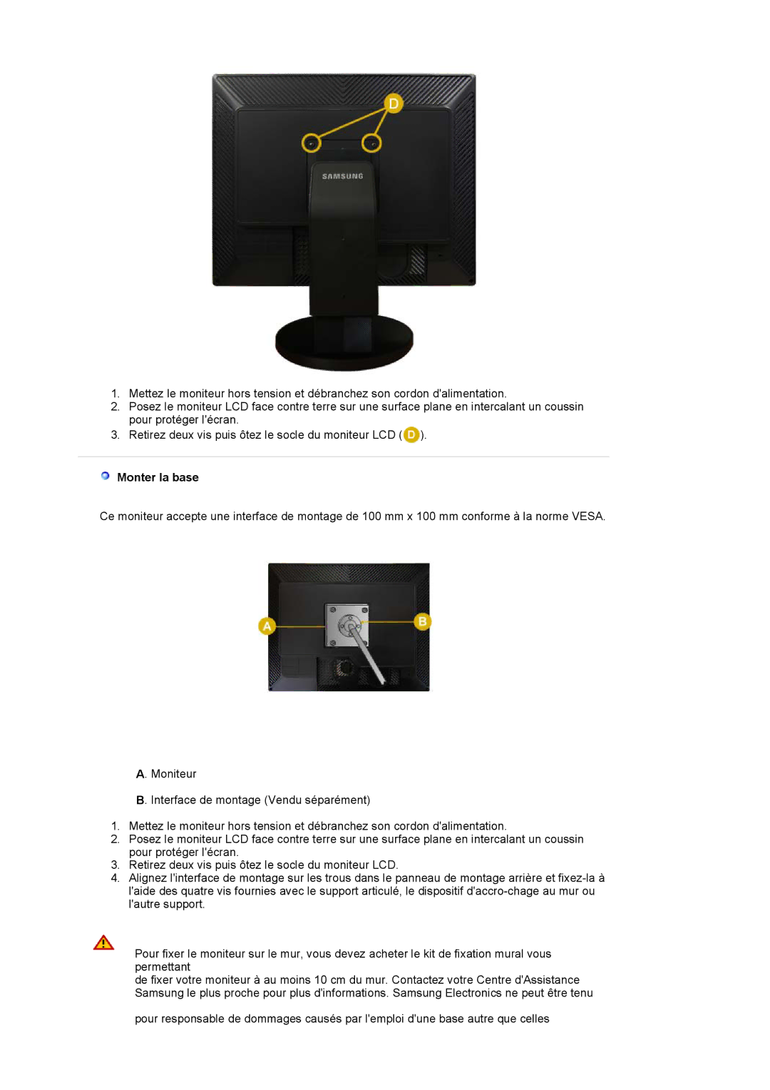 Samsung LS20EDXEB/EDC manual Monter la base 