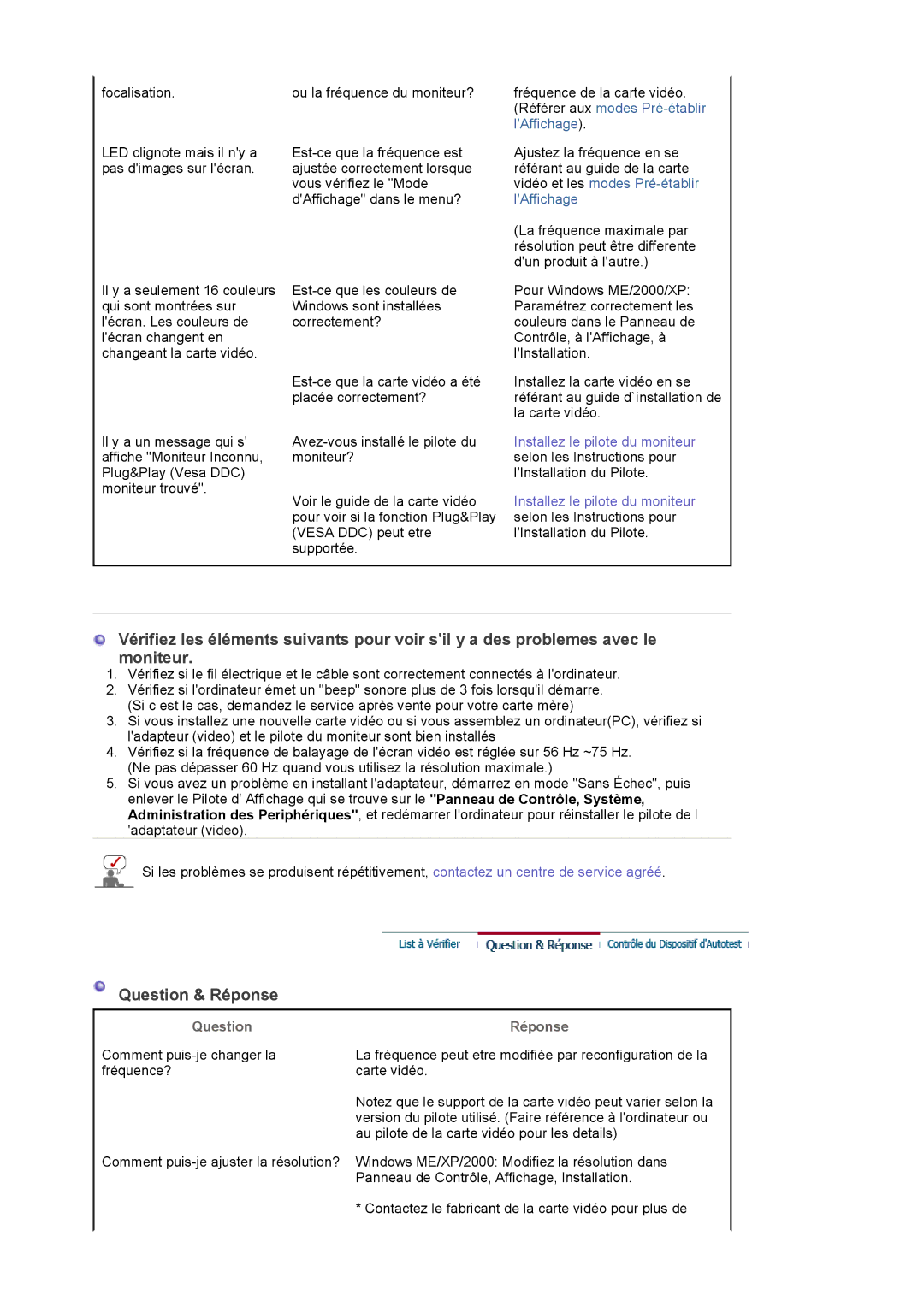 Samsung LS20EDXEB/EDC manual Question & Réponse, Question Réponse 