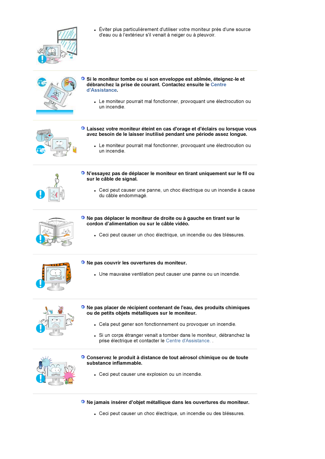 Samsung LS20EDXEB/EDC manual Ne pas couvrir les ouvertures du moniteur 