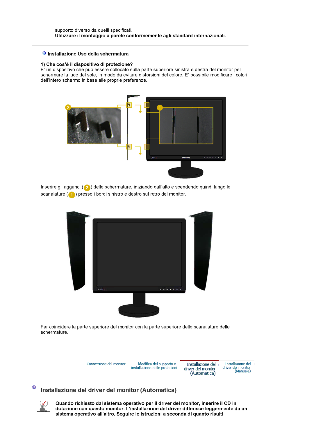 Samsung LS20EDXEB/EDC manual Installazione del driver del monitor Automatica 