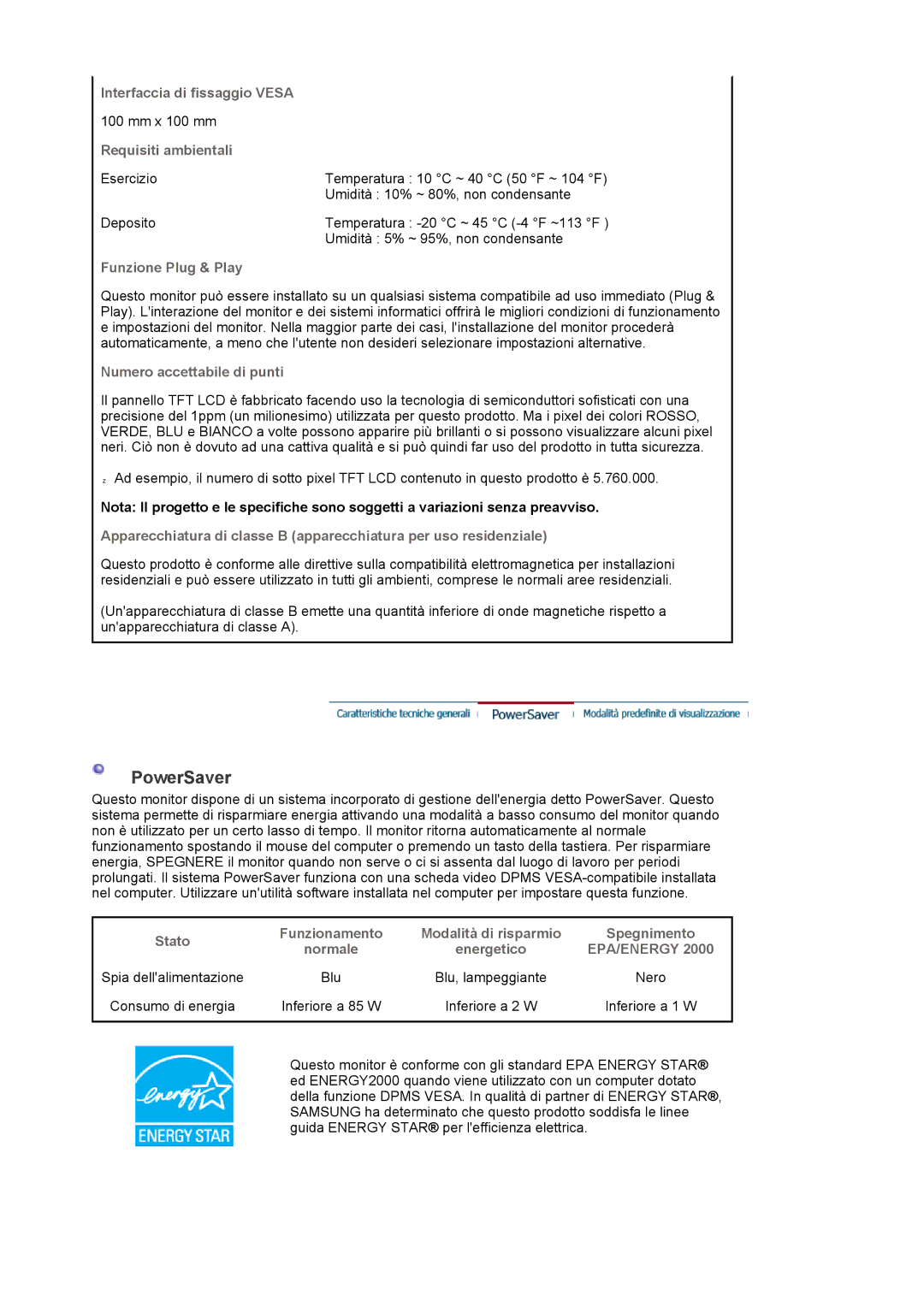 Samsung LS20EDXEB/EDC manual PowerSaver 