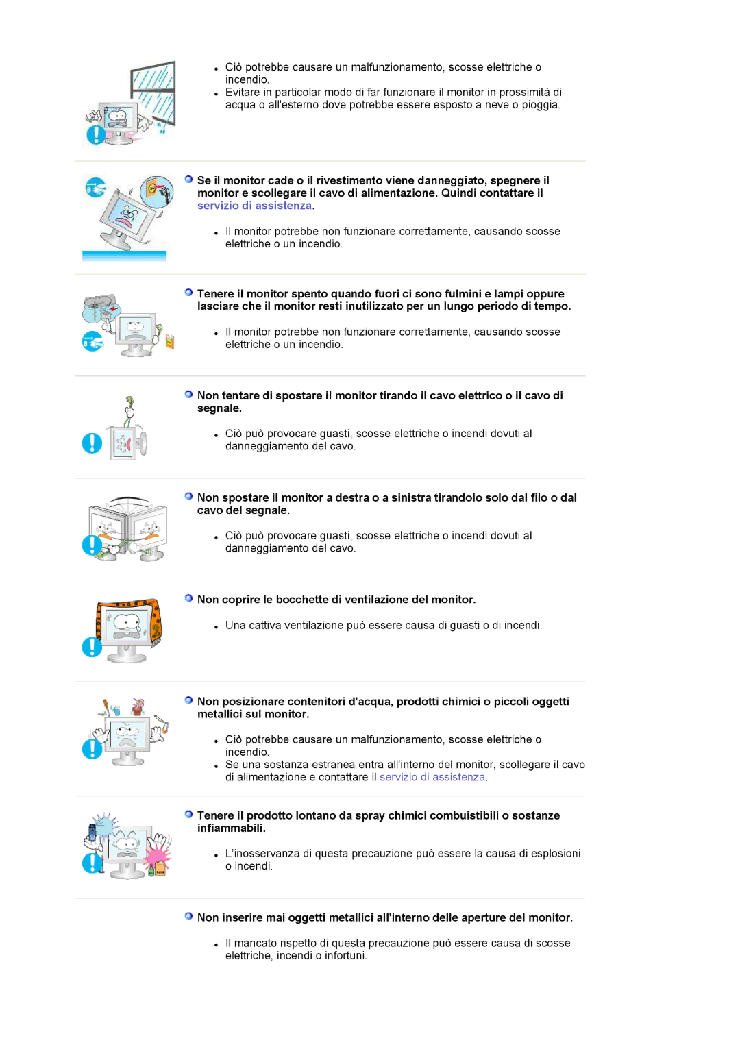 Samsung LS20EDXEB/EDC manual Non coprire le bocchette di ventilazione del monitor 