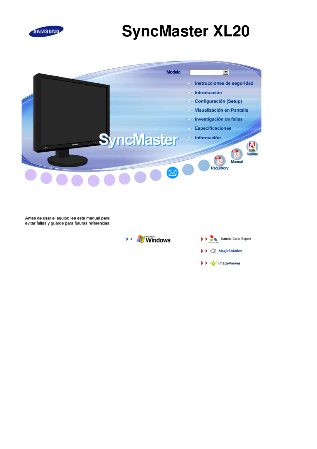 Samsung LS20EDXEB/EDC, LS20EDBEB/EDC manual SyncMaster XL20 