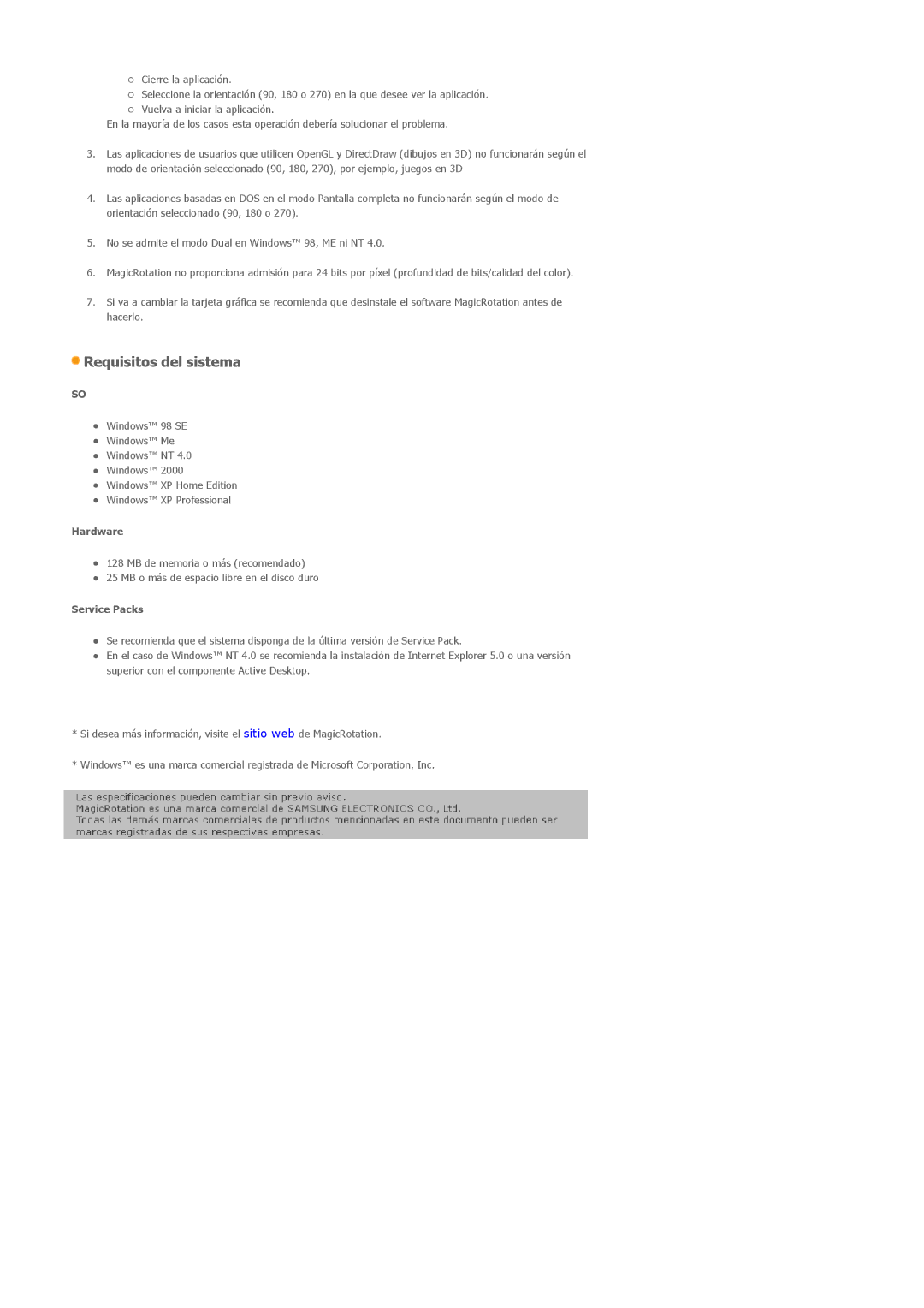 Samsung LS20EDXEB/EDC manual Requisitos del sistema 