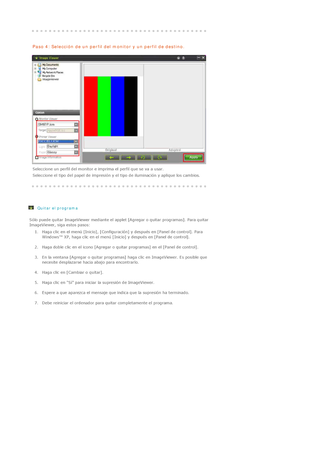 Samsung LS20EDXEB/EDC manual Quitar el programa 