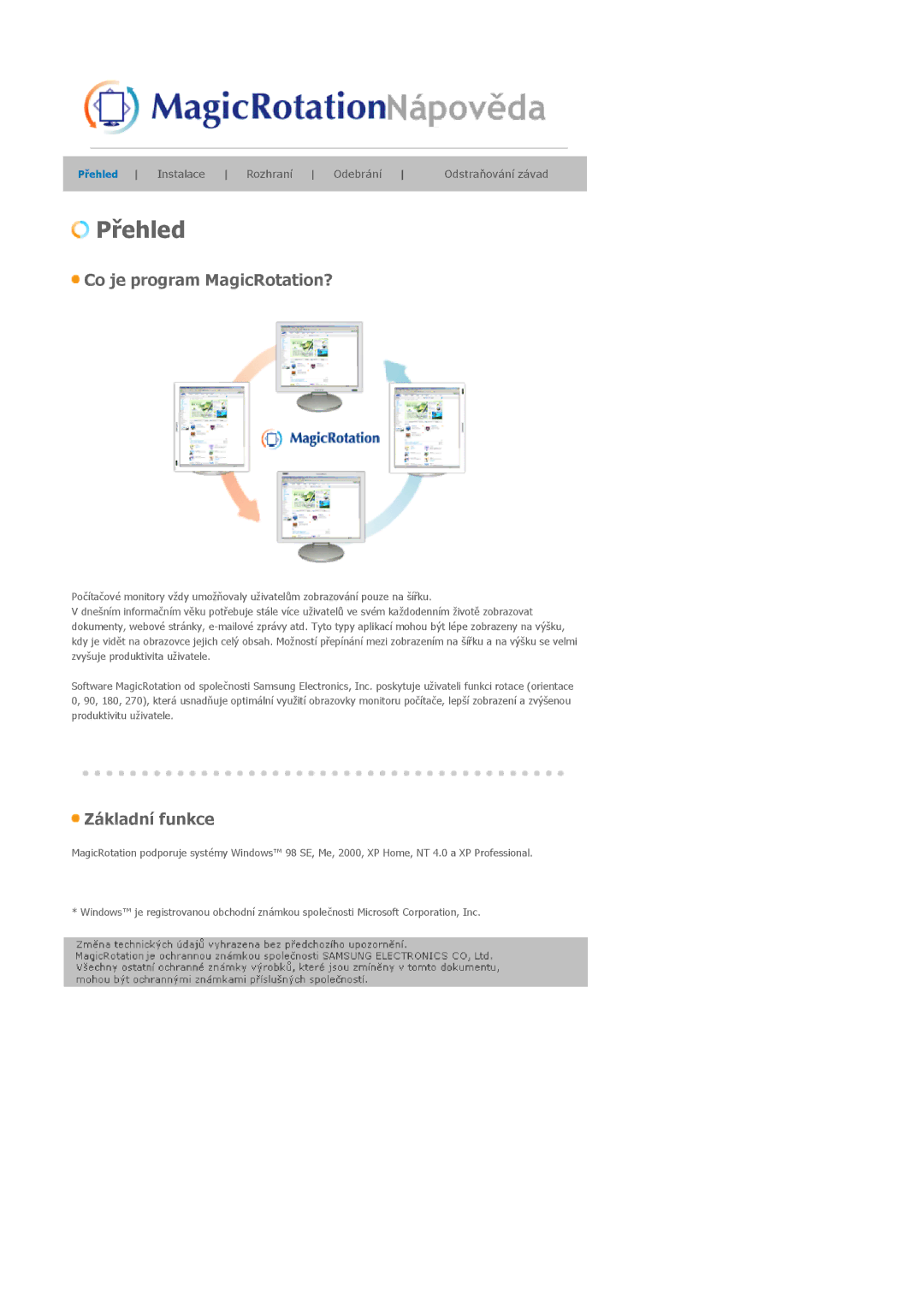 Samsung LS20EDXEB/EDC manual Přehled 