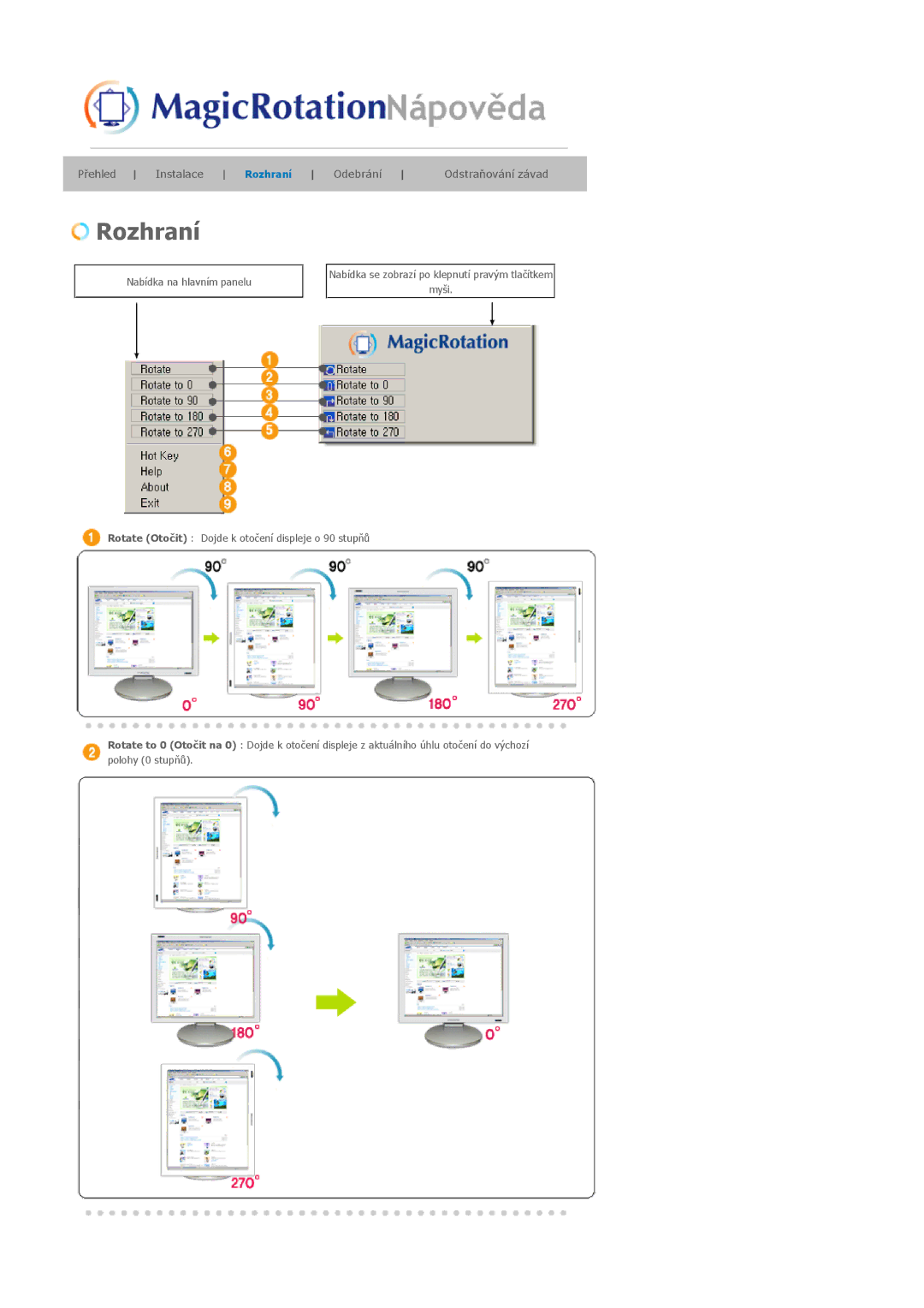 Samsung LS20EDXEB/EDC manual Rozhraní 