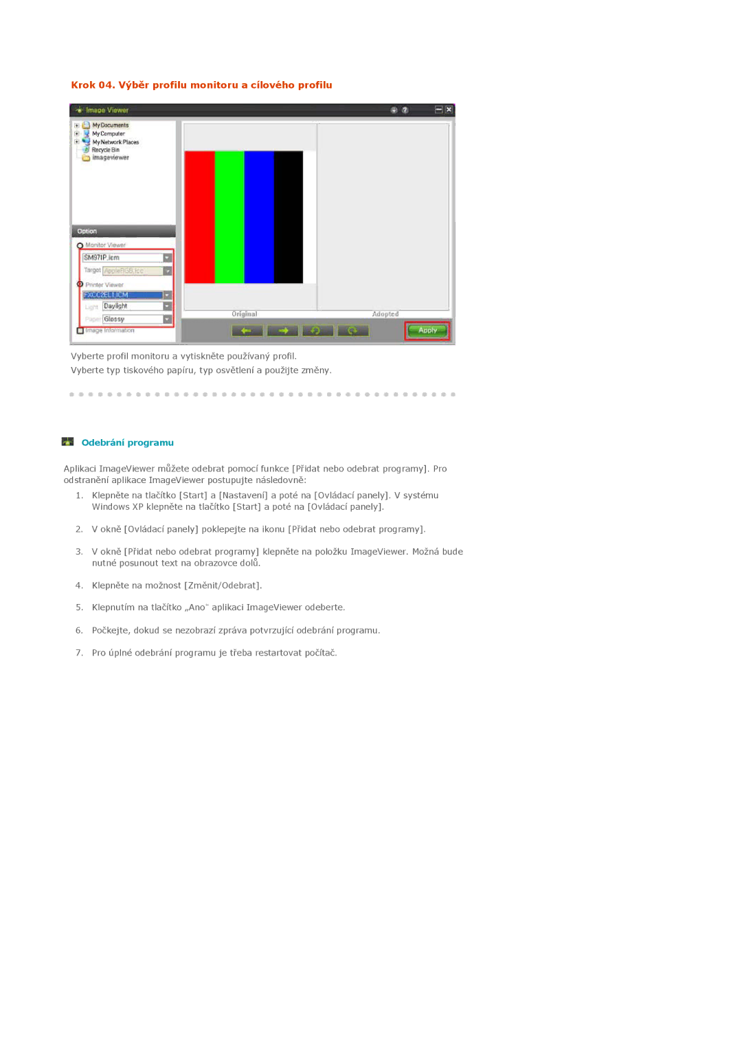 Samsung LS20EDXEB/EDC manual Odebrání programu 