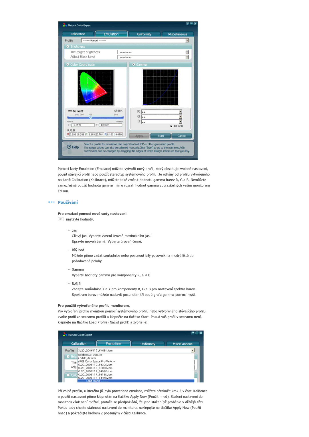 Samsung LS20EDXEB/EDC manual Pro emulaci pomocí nové sady nastavení 