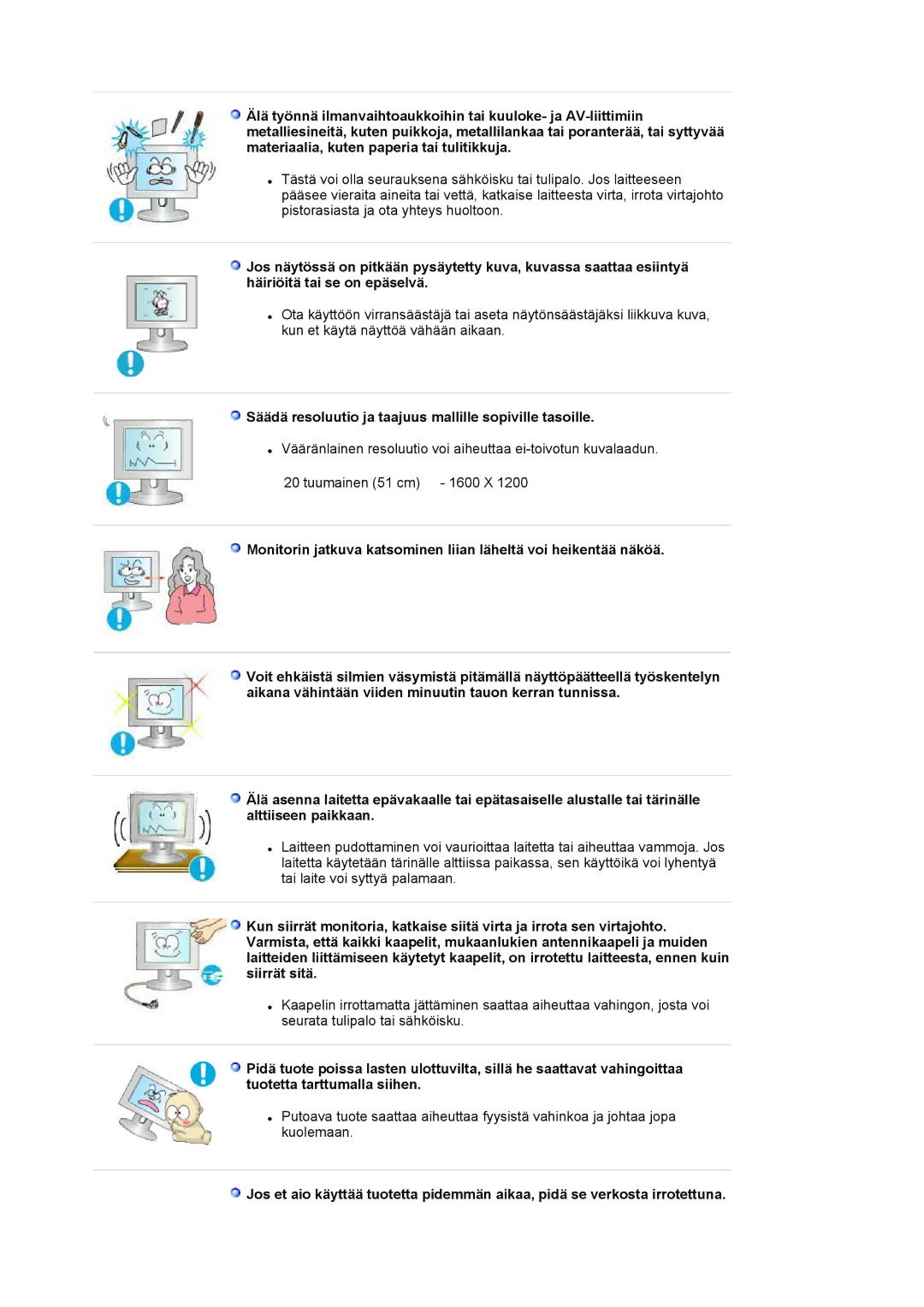 Samsung LS20EDXEB/EDC manual Säädä resoluutio ja taajuus mallille sopiville tasoille 