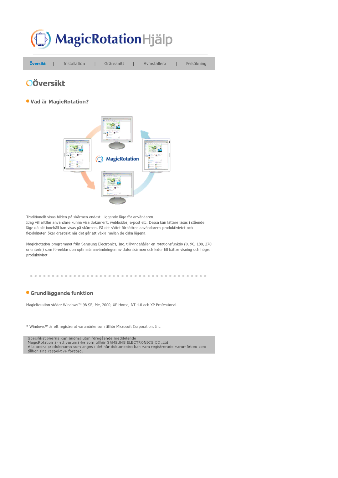 Samsung LS20EDXEB/EDC manual Översikt 