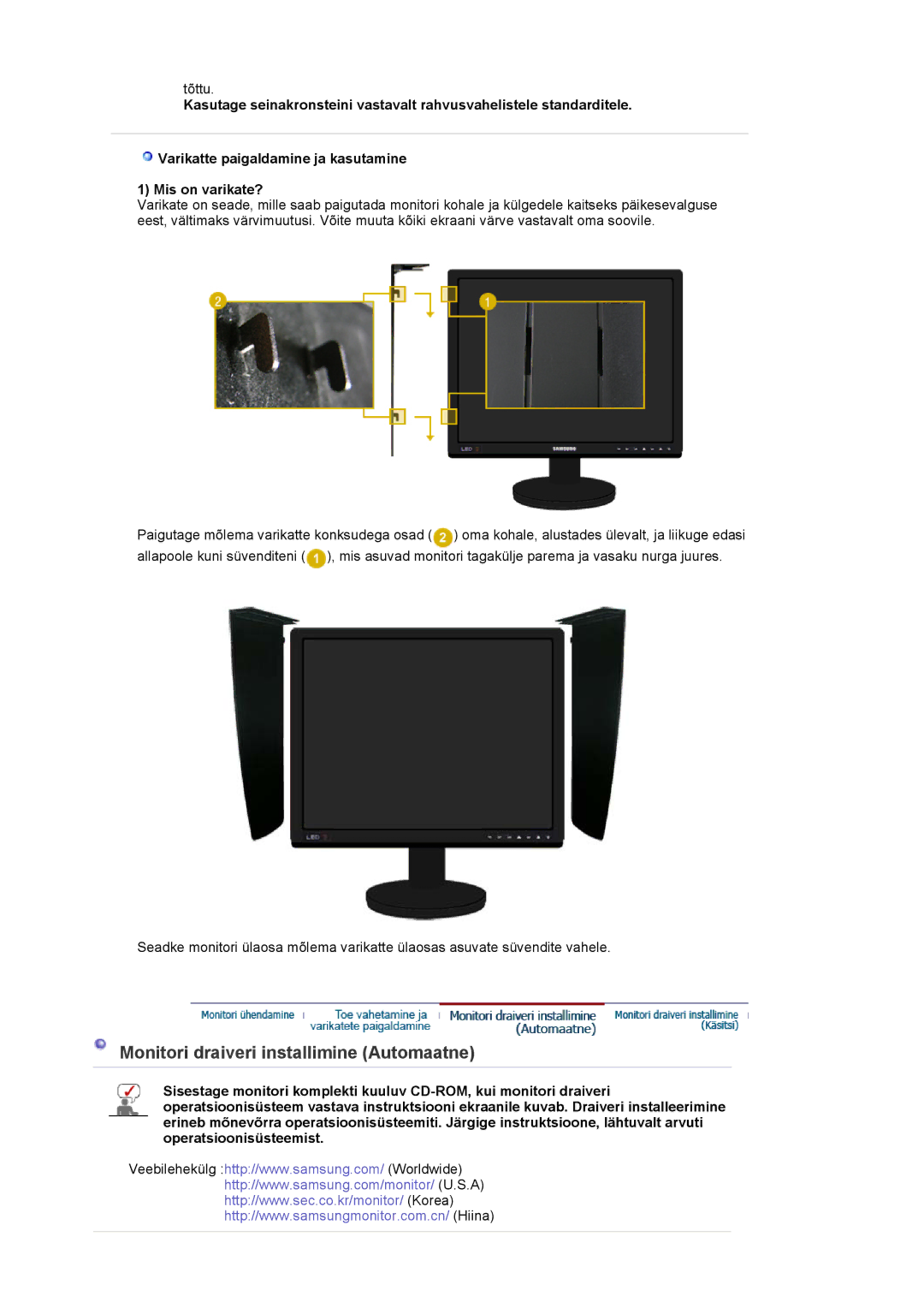 Samsung LS20EDXEB/EDC manual Monitori draiveri installimine Automaatne 