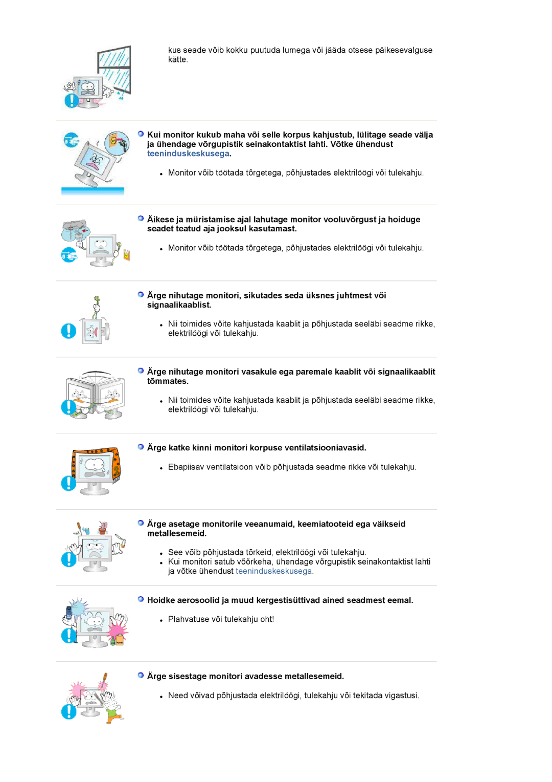 Samsung LS20EDXEB/EDC manual Ärge katke kinni monitori korpuse ventilatsiooniavasid 