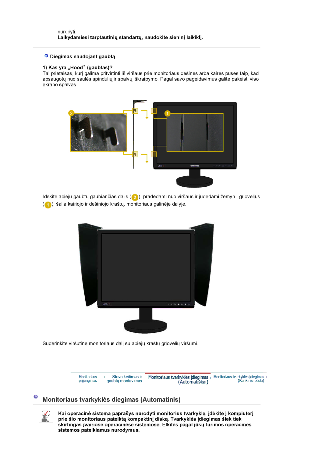 Samsung LS20EDXEB/EDC manual Monitoriaus tvarkyklės diegimas Automatinis 