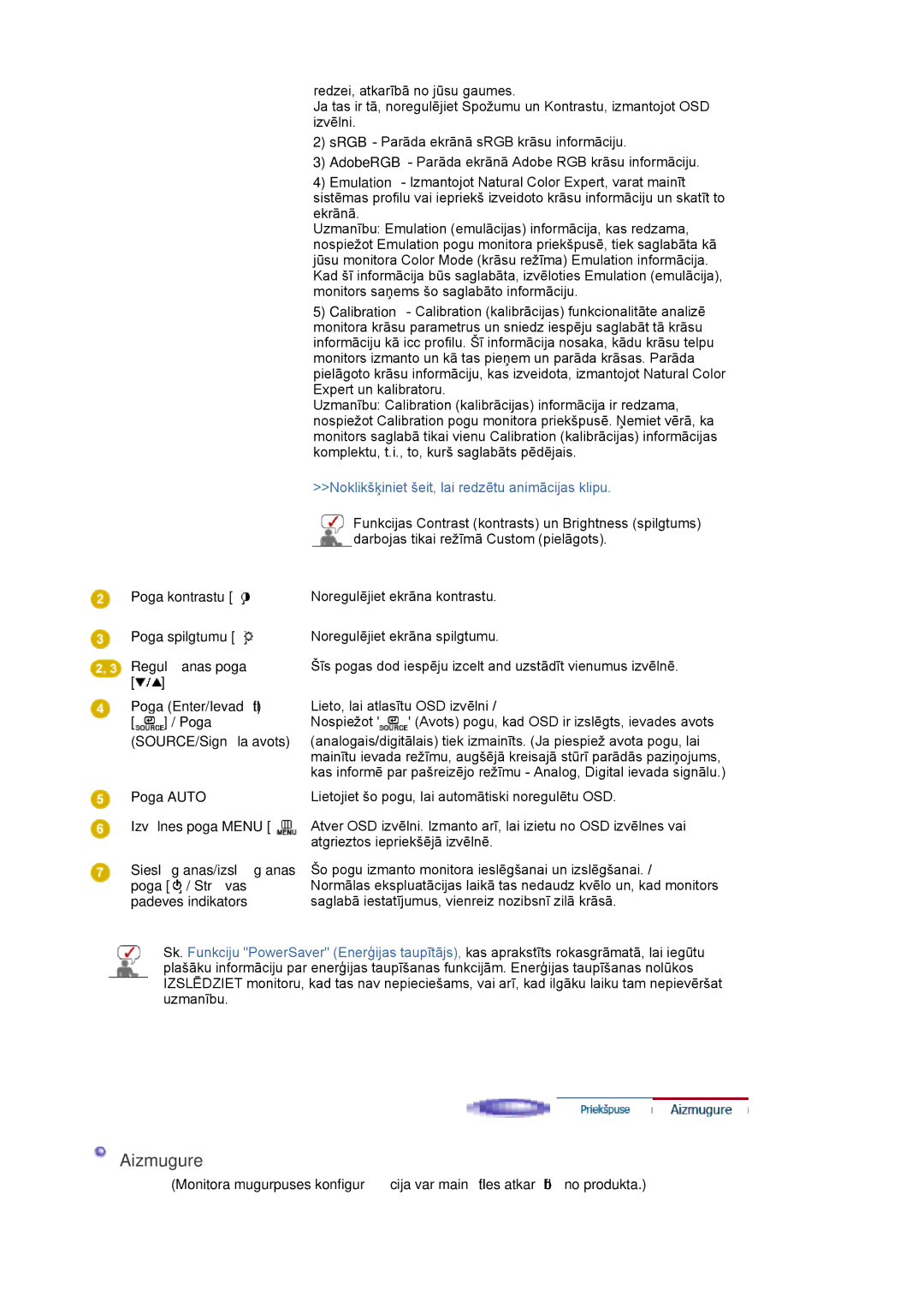 Samsung LS20EDXEB/EDC manual Aizmugure 