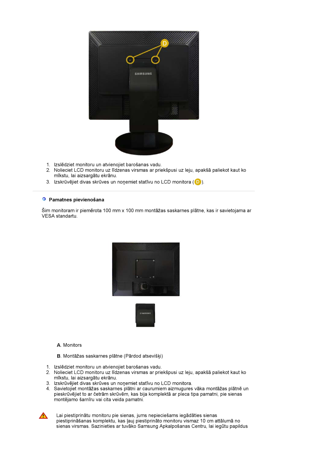 Samsung LS20EDXEB/EDC manual Pamatnes pievienošana 