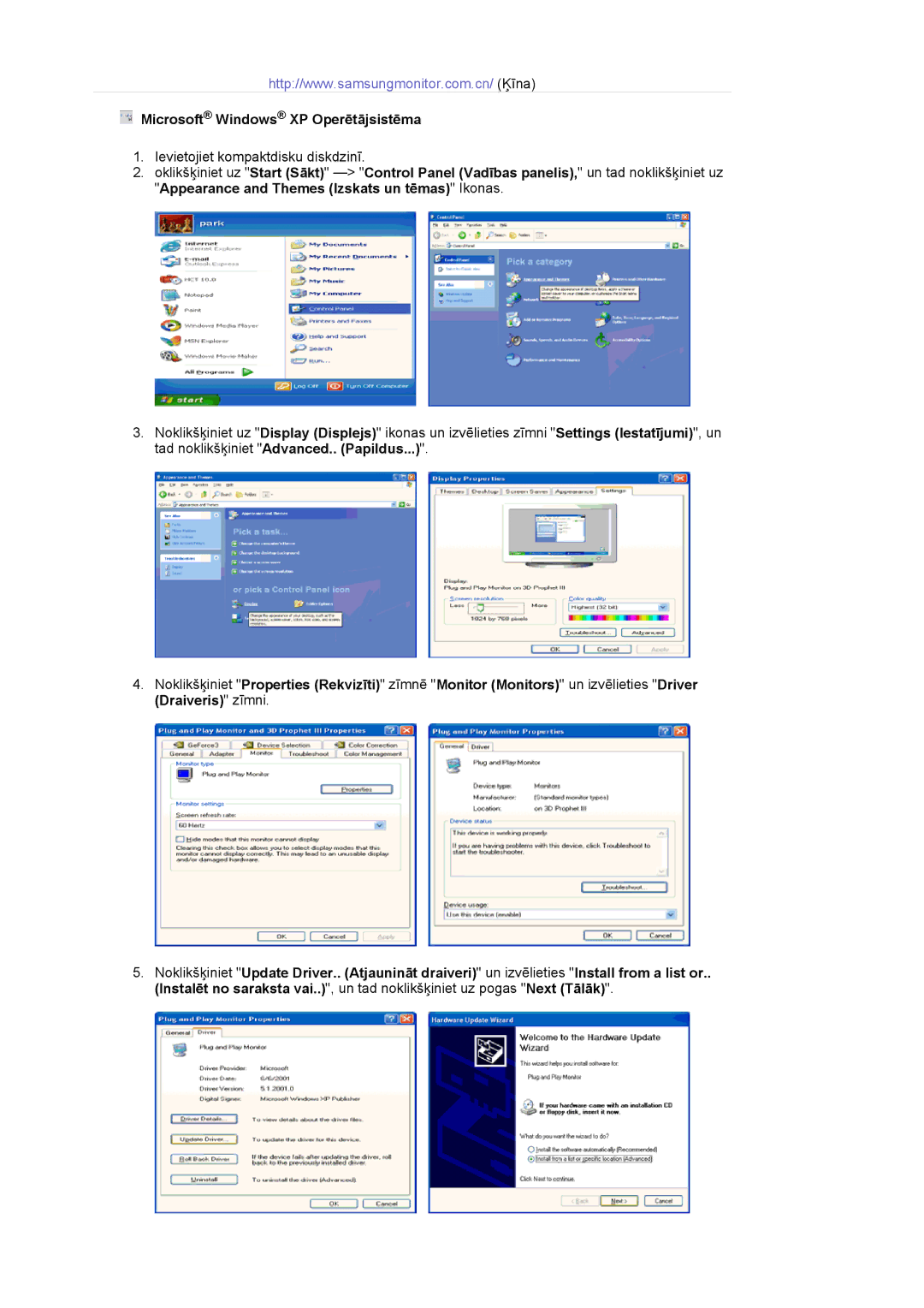 Samsung LS20EDXEB/EDC manual Microsoft Windows XP Operētājsistēma 