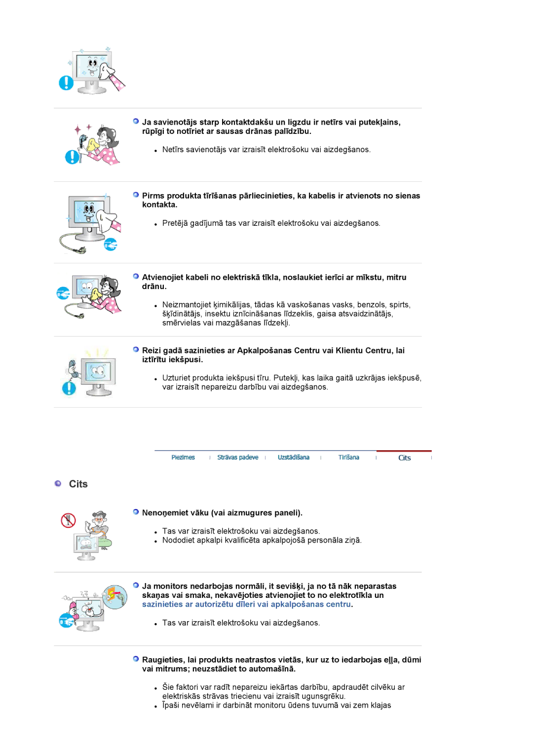 Samsung LS20EDXEB/EDC manual Cits, Nenoņemiet vāku vai aizmugures paneli 