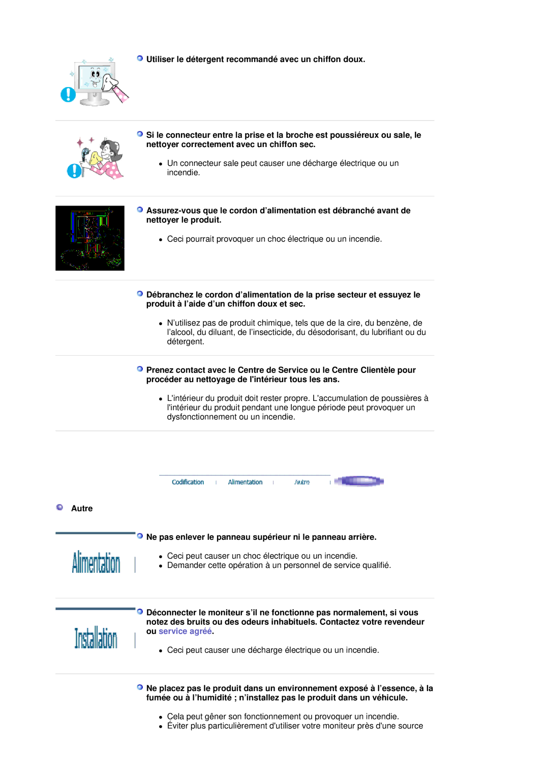 Samsung LS20HABBSQ/EDC, LS20HABESQ/EDC manual Ceci pourrait provoquer un choc électrique ou un incendie 