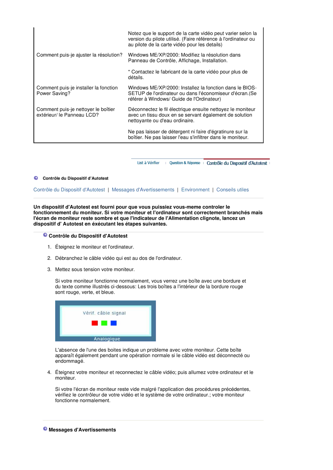 Samsung LS20HABBSQ/EDC, LS20HABESQ/EDC manual Messages dAvertissements 