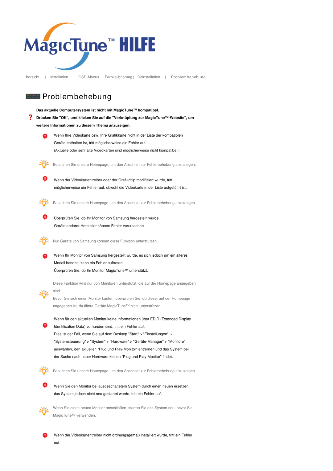 Samsung LS20HABBSQ/EDC, LS20HABESQ/EDC manual Problembehebung 