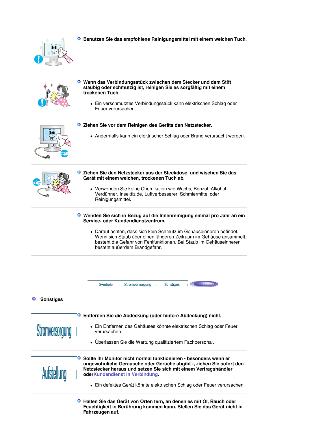 Samsung LS20HABBSQ/EDC, LS20HABESQ/EDC manual Ziehen Sie vor dem Reinigen des Geräts den Netzstecker 