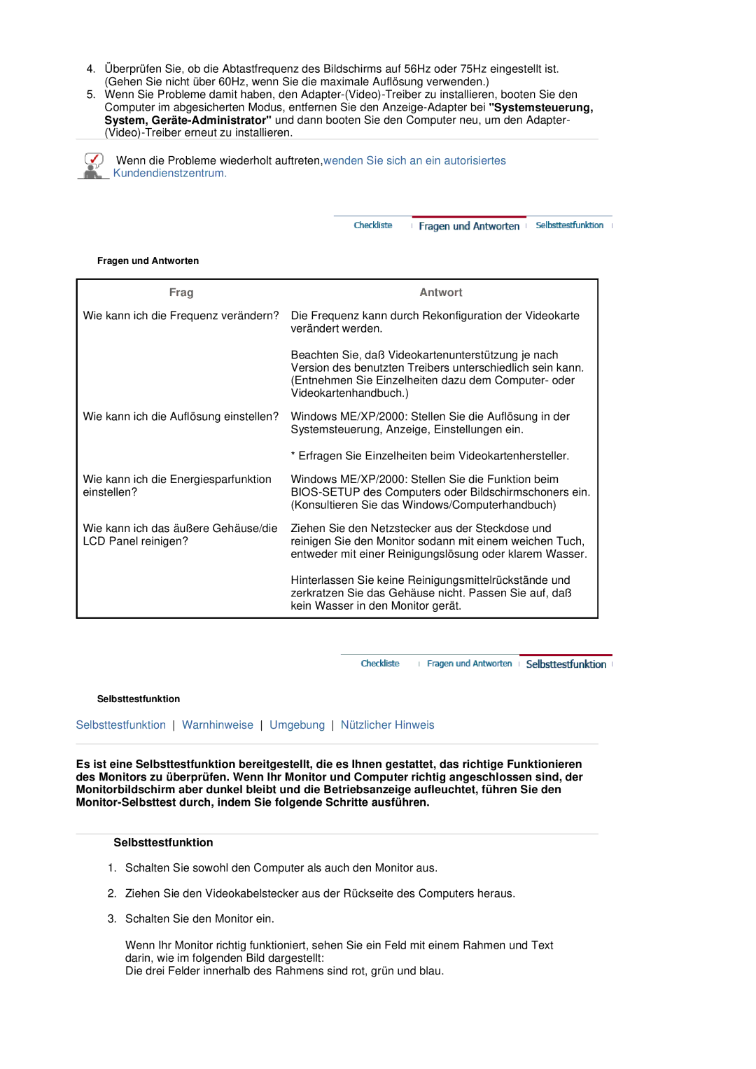 Samsung LS20HABESQ/EDC, LS20HABBSQ/EDC manual Frag Antwort 