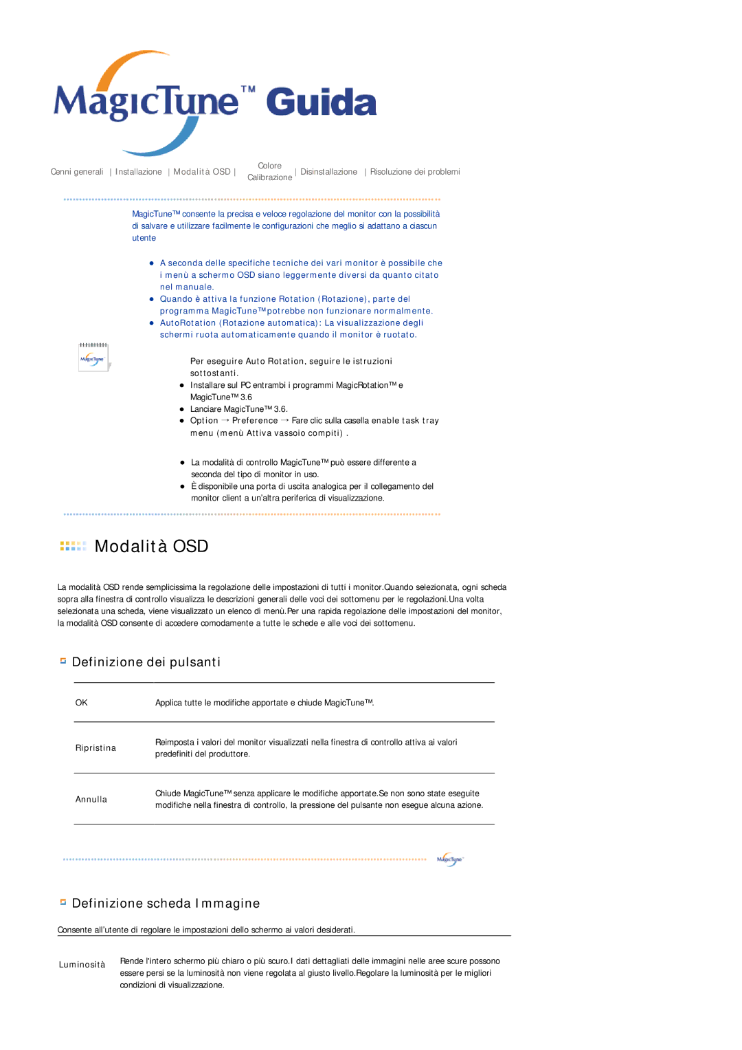 Samsung LS20HABESQ/EDC, LS20HABBSQ/EDC manual Modalità OSD 