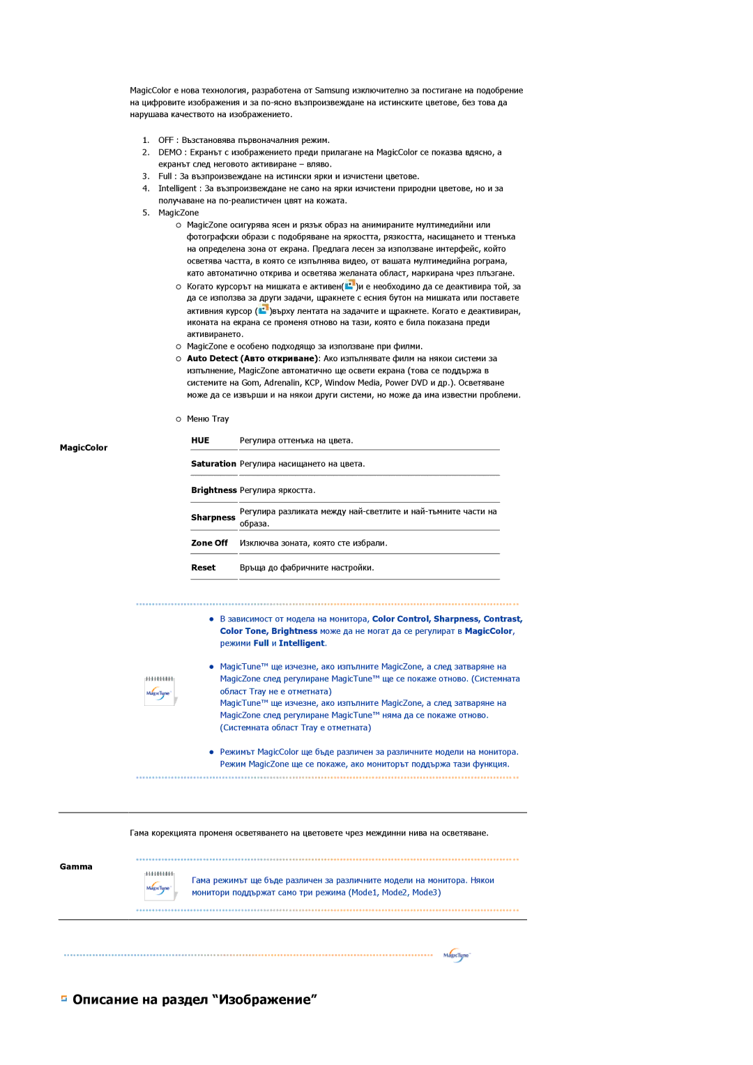 Samsung LS20HABBSQ/EDC, LS20HABESQ/EDC manual Описание на раздел Изображение 