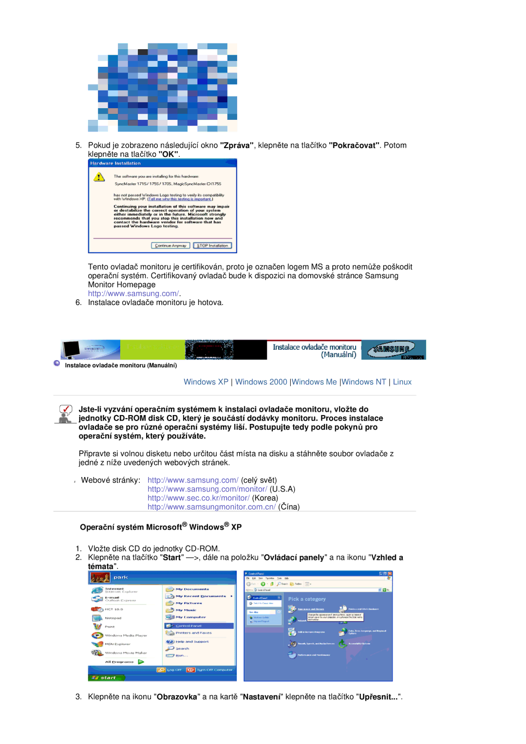 Samsung LS20HABESQ/EDC, LS20HABBSQ/EDC manual Operaþní systém Microsoft Windows XP 