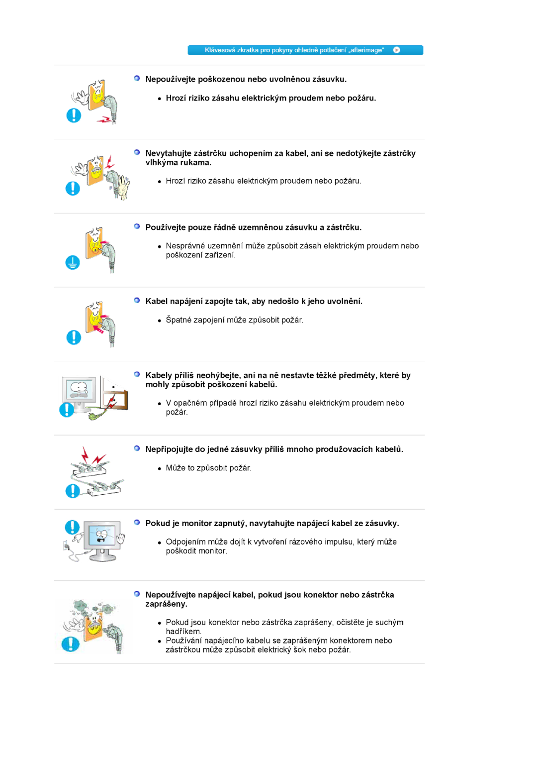 Samsung LS20HABESQ/EDC, LS20HABBSQ/EDC manual Používejte pouze řádně uzemněnou zásuvku a zástrčku 