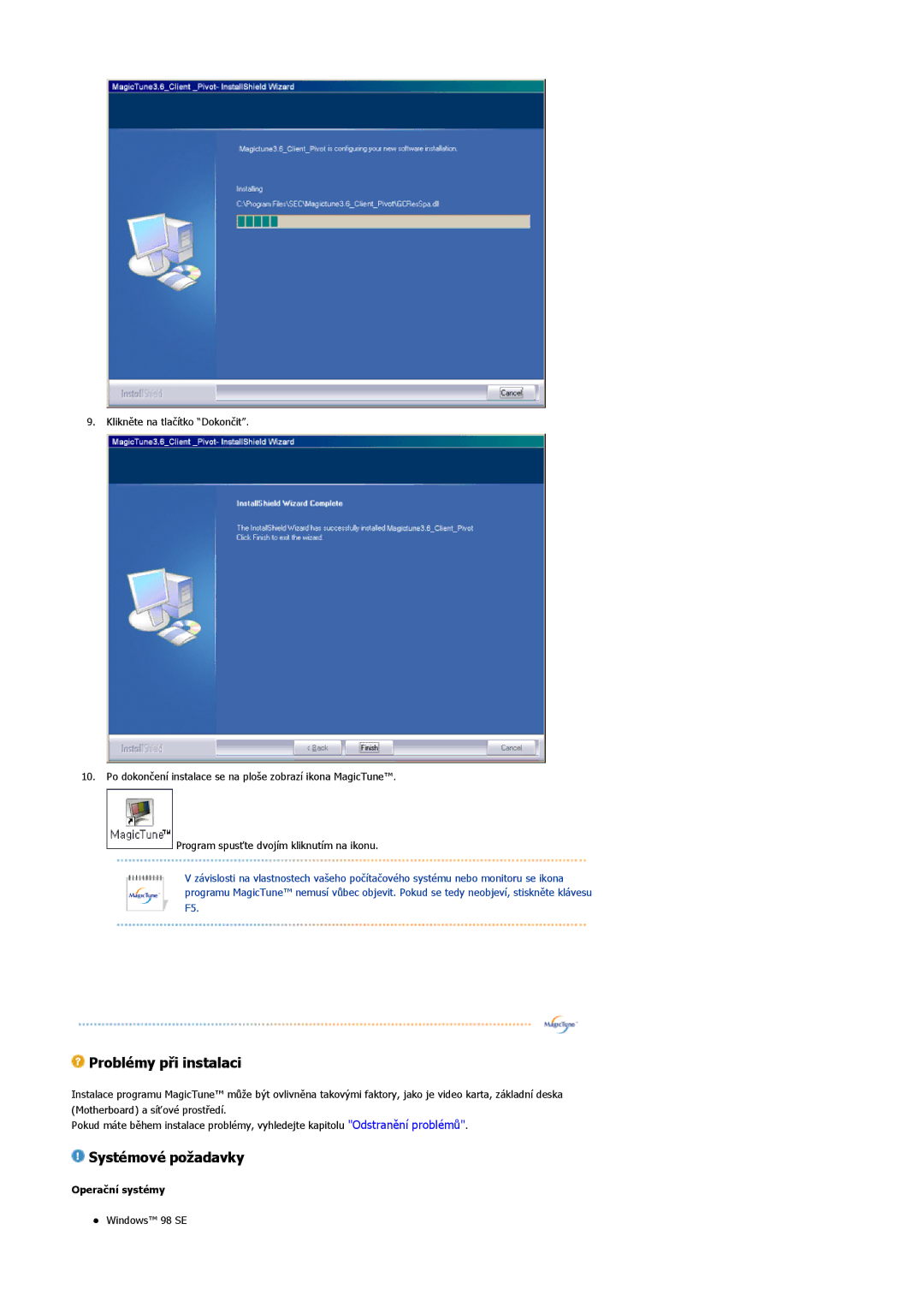 Samsung LS20HABESQ/EDC, LS20HABBSQ/EDC manual Problémy při instalaci 