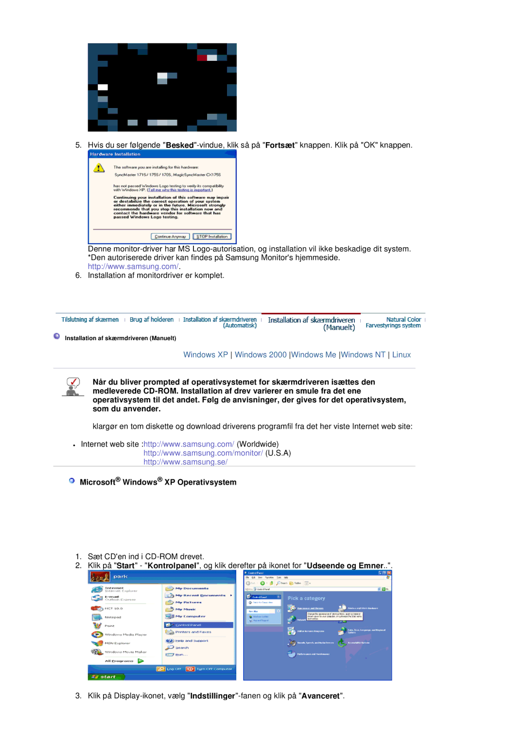 Samsung LS20HABESQ/EDC, LS20HABBSQ/EDC manual Microsoft Windows XP Operativsystem 