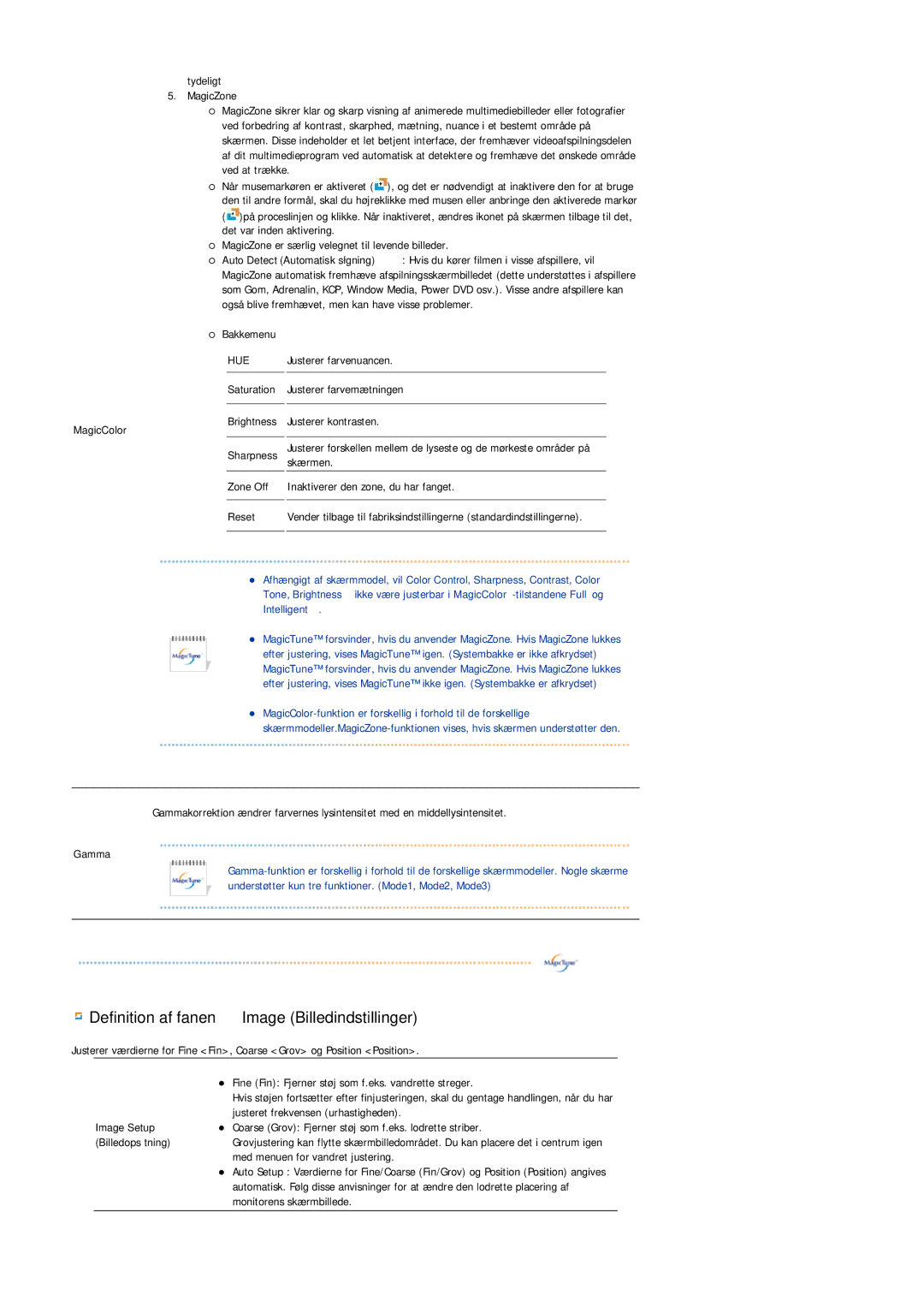 Samsung LS20HABESQ/EDC, LS20HABBSQ/EDC manual Definition af fanen Image Billedindstillinger 