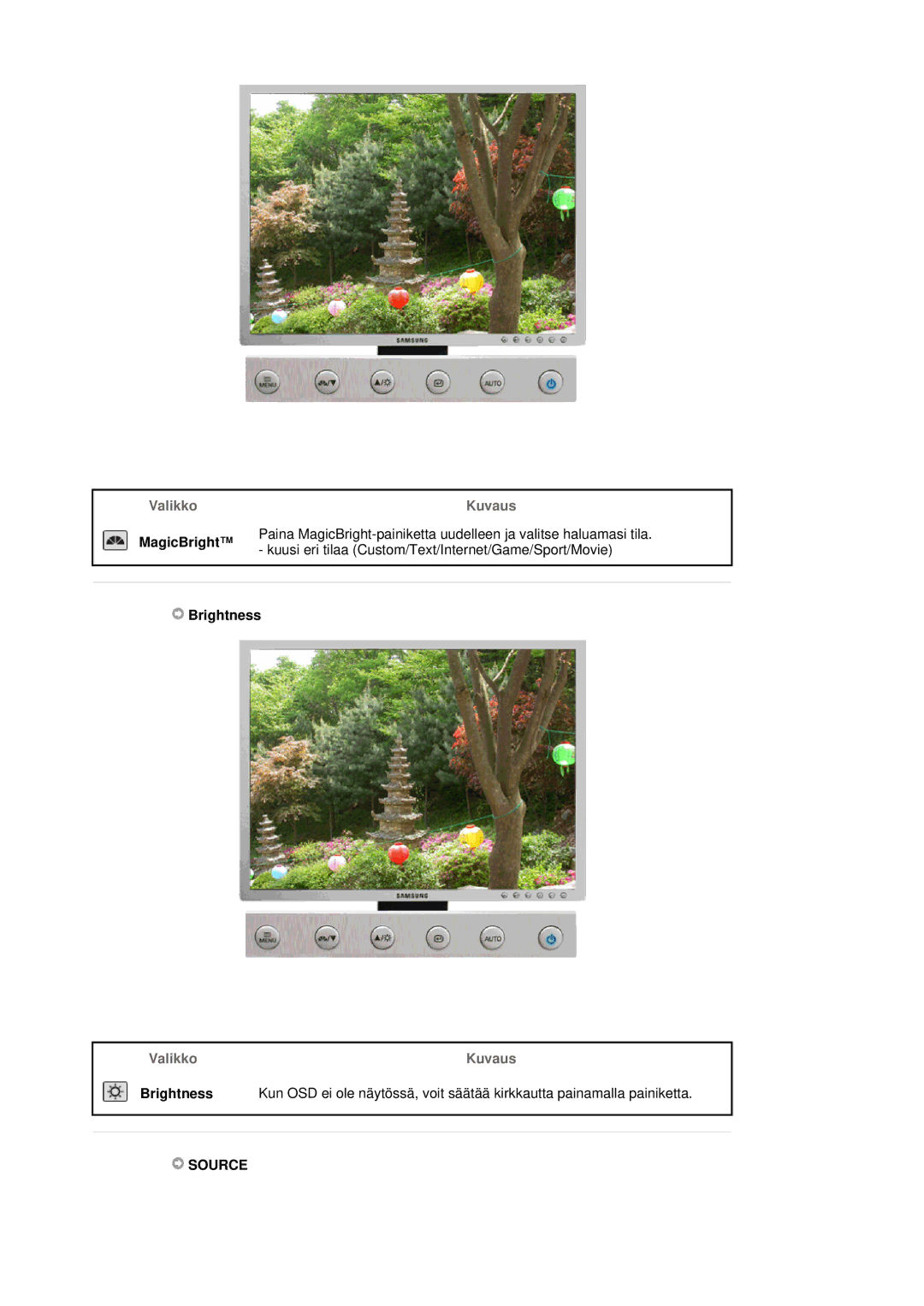 Samsung LS20HABESQ/EDC, LS20HABBSQ/EDC manual ValikkoKuvaus, Brightness 