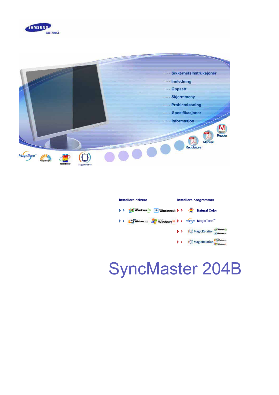 Samsung LS20HABESQ/EDC, LS20HABBSQ/EDC manual SyncMaster 204B 