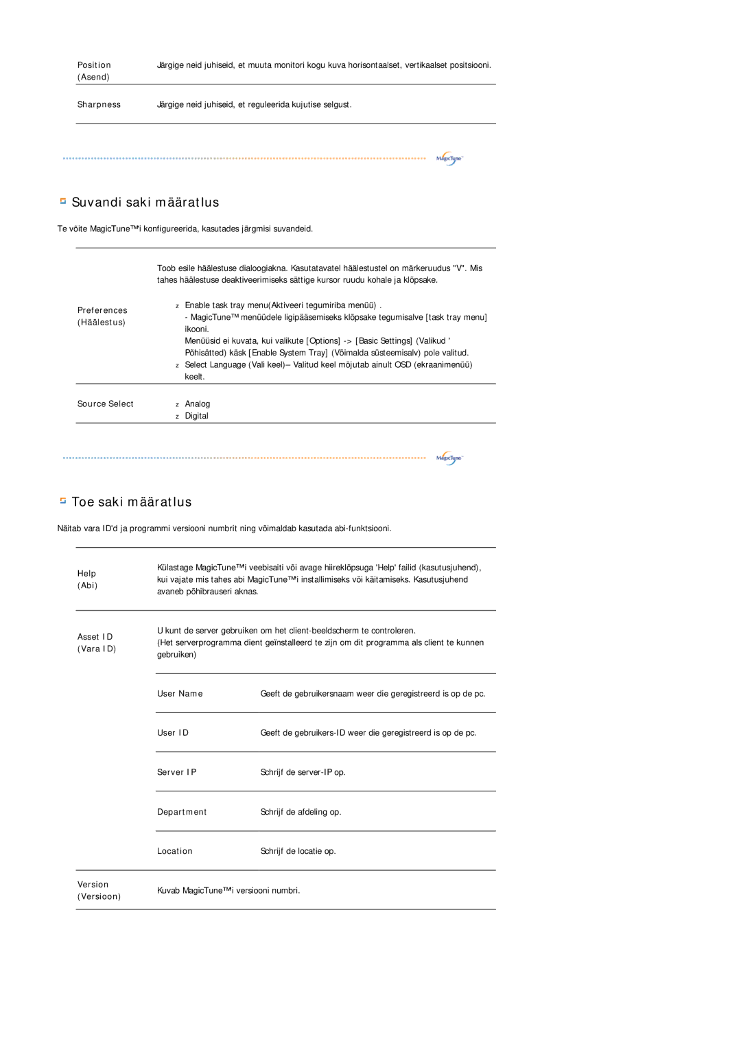 Samsung LS20HABBSQ/EDC, LS20HABESQ/EDC manual Suvandi saki määratlus 