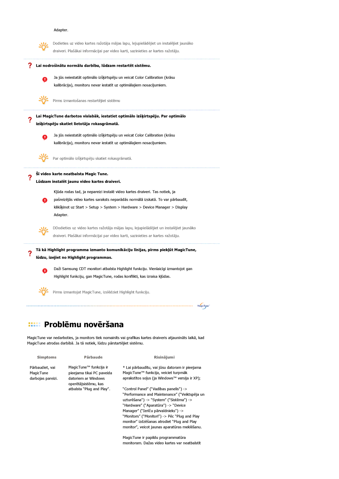 Samsung LS20HABESQ/EDC, LS20HABBSQ/EDC manual Adapter, Lai nodrošinātu normālu darbību, lūdzam restartēt sistēmu 