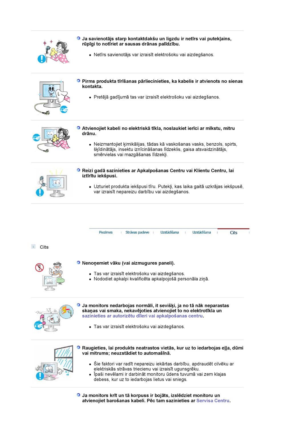 Samsung LS20HABBSQ/EDC, LS20HABESQ/EDC manual Cits, Nenoņemiet vāku vai aizmugures paneli 