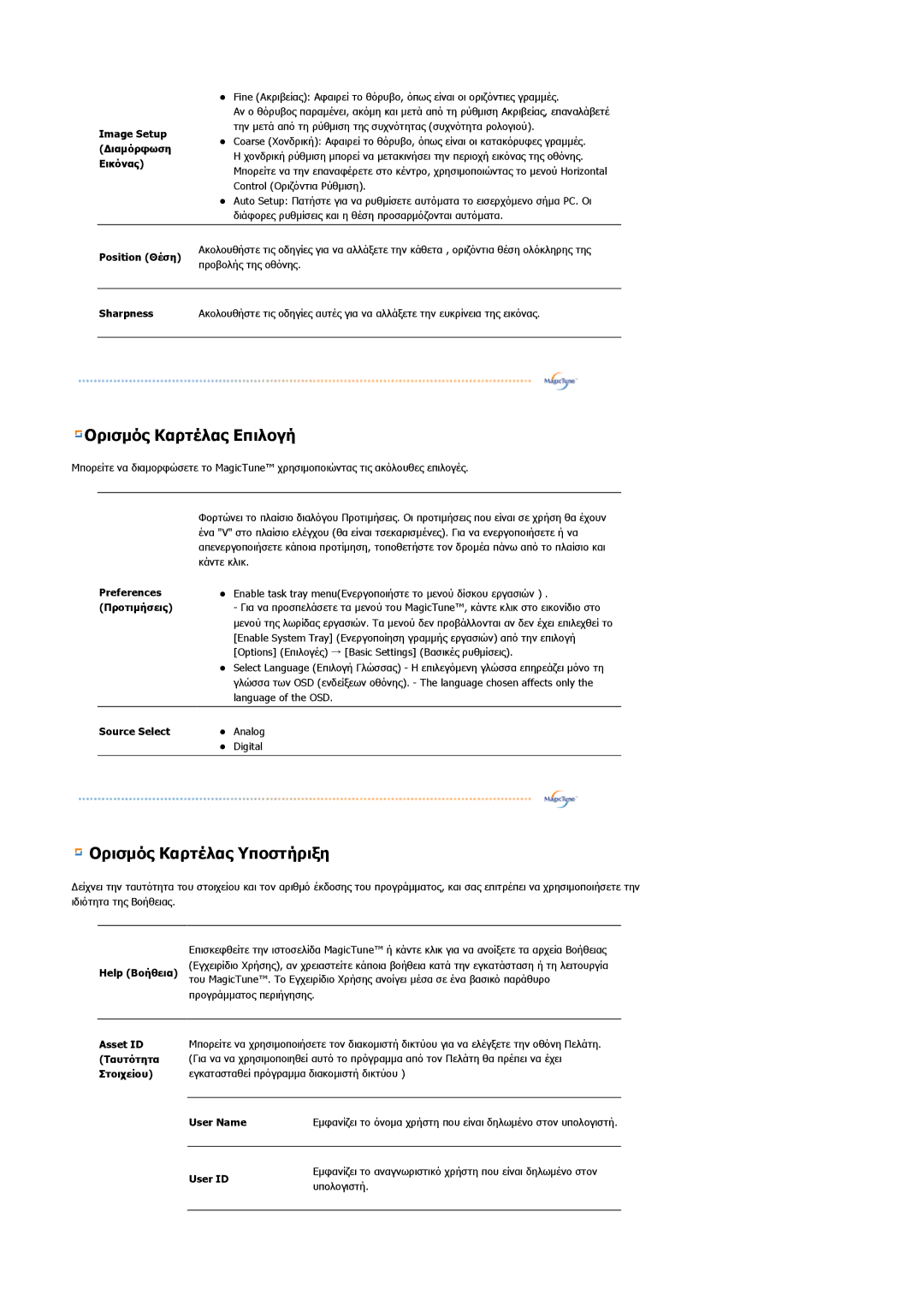 Samsung LS20HABBSQ/EDC, LS20HABESQ/EDC manual Ορισμός Καρτέλας Επιλογή 