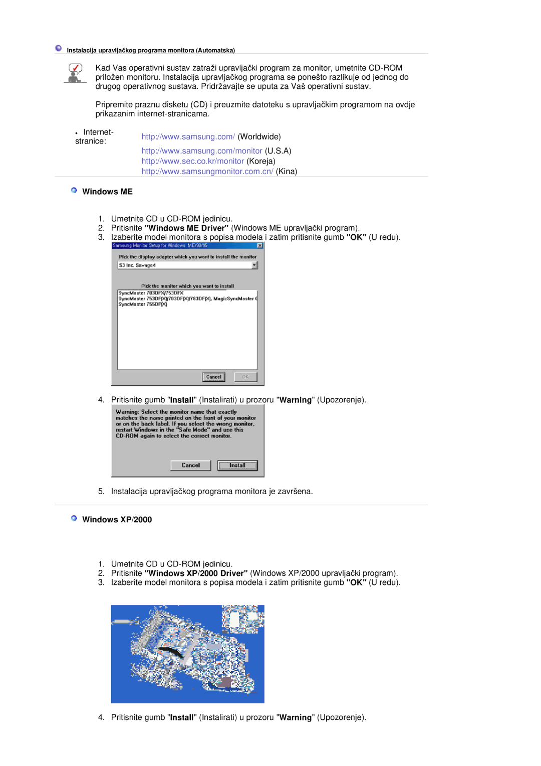 Samsung LS20HABBSQ/EDC, LS20HABESQ/EDC manual Windows ME, Windows XP/2000 