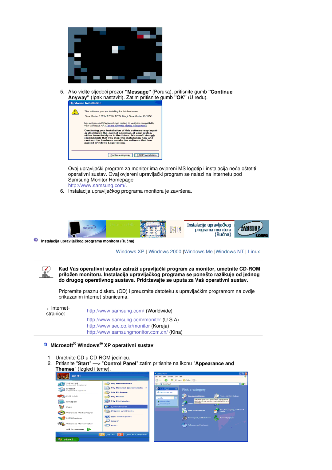 Samsung LS20HABESQ/EDC, LS20HABBSQ/EDC manual Microsoft Windows XP operativni sustav 