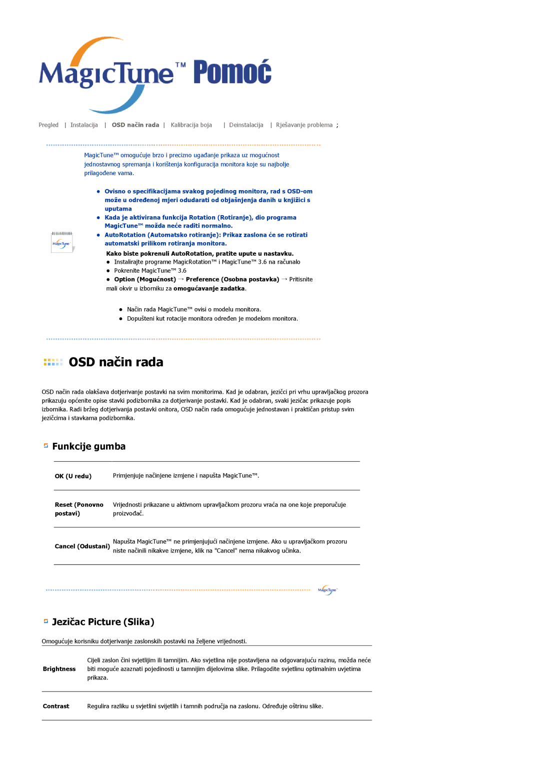 Samsung LS20HABESQ/EDC, LS20HABBSQ/EDC manual OSD način rada 