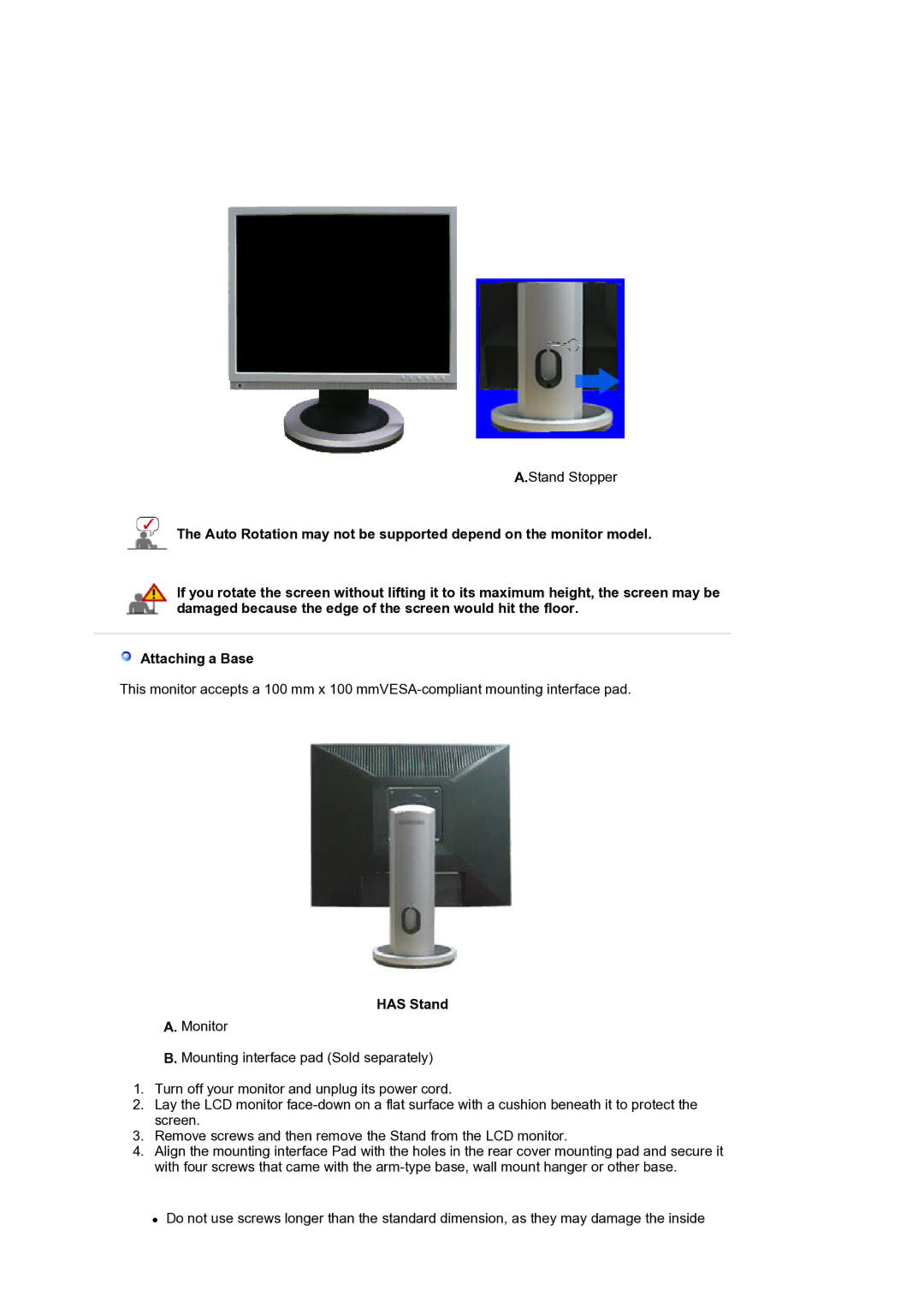 Samsung LS20HAMBSQ/EDC manual Stand Stopper 