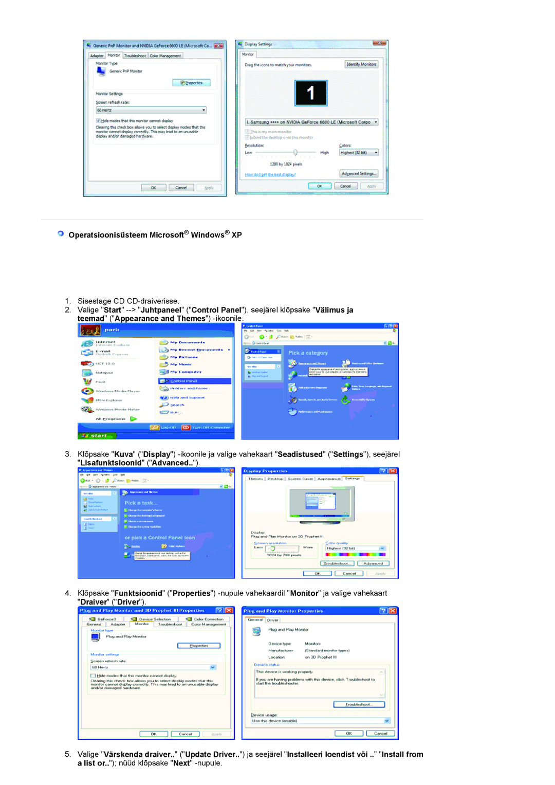 Samsung LS19HANKBDHEDC, LS20HANKSHEDC manual Operatsioonisüsteem Microsoft Windows XP 