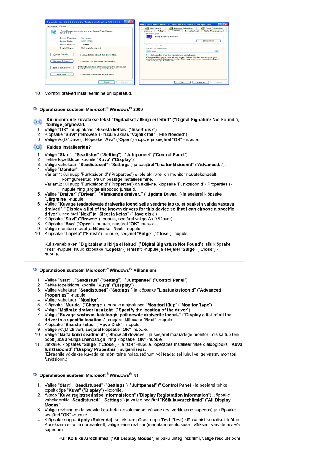 Samsung LS19HANKBDHEDC, LS20HANKSHEDC manual Monitori draiveri installeerimine on lõpetatud 