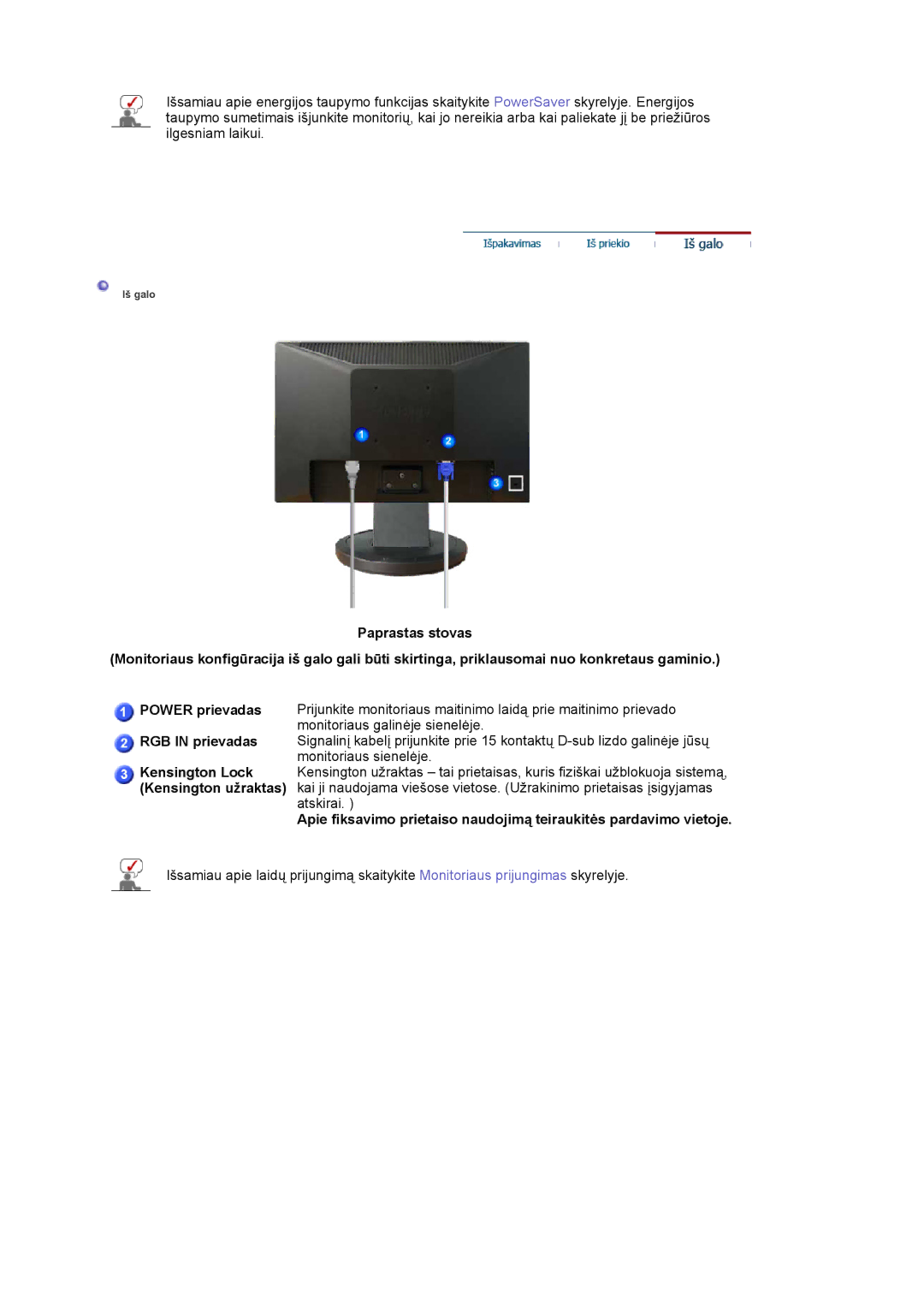 Samsung LS19HANKBDHEDC, LS20HANKSHEDC manual Iš galo 