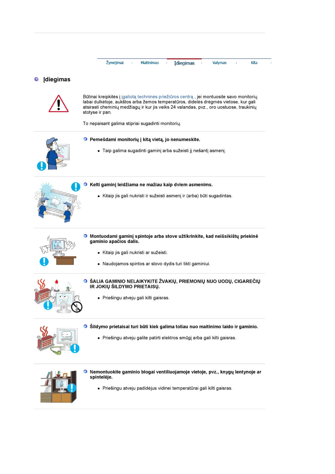 Samsung LS20HANKSHEDC, LS19HANKBDHEDC manual Įdiegimas 